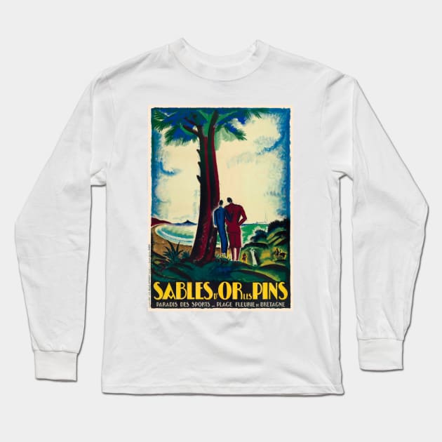 Sables d'Or Les Pins France Vintage Poster 1925 Long Sleeve T-Shirt by vintagetreasure